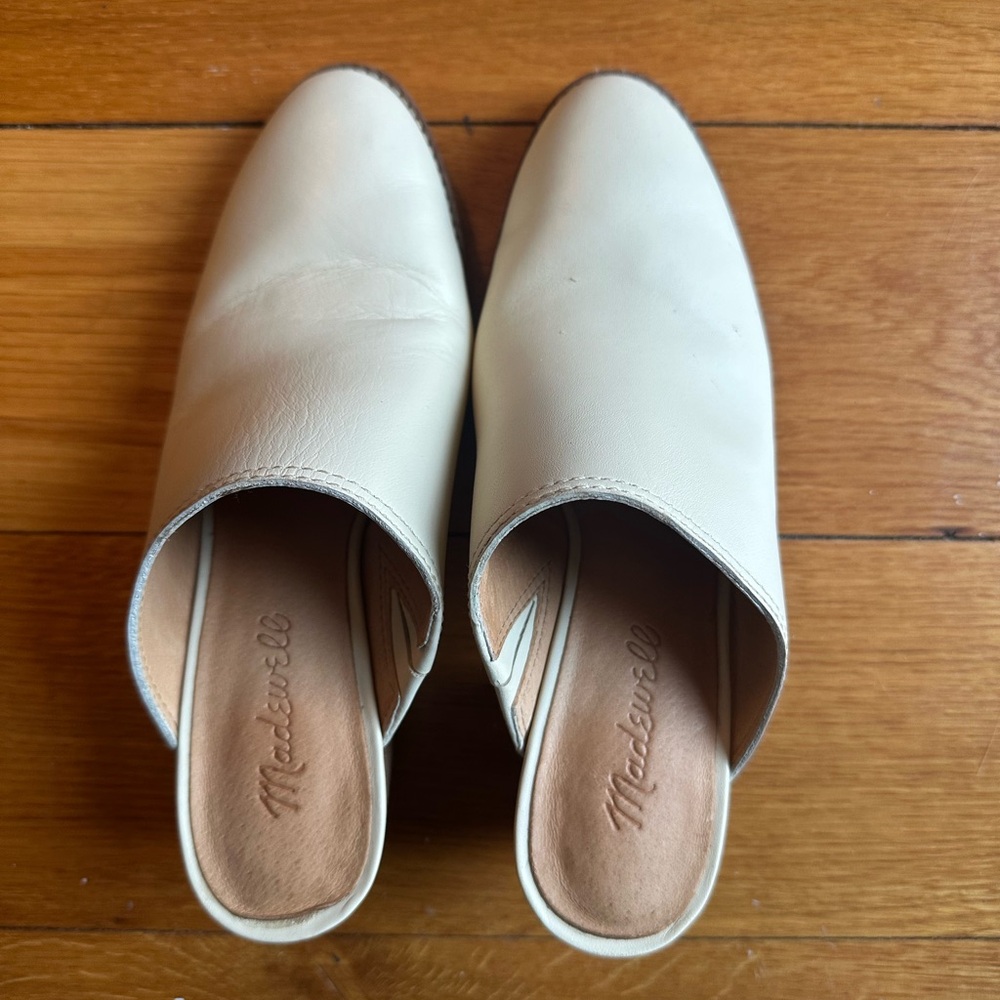 Madewell Women's Cream Leather Mules